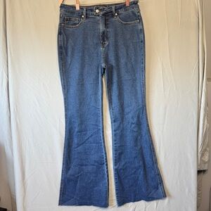 Judy Blue Womens Flare Jeans Size 13/31 Hippie Raw Hem Boho Festival Retro